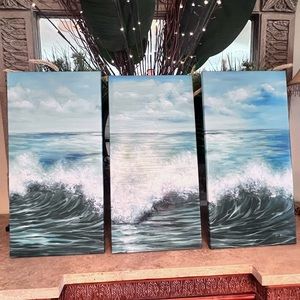 Ocean Waves Canvas Artwork-Set of 3